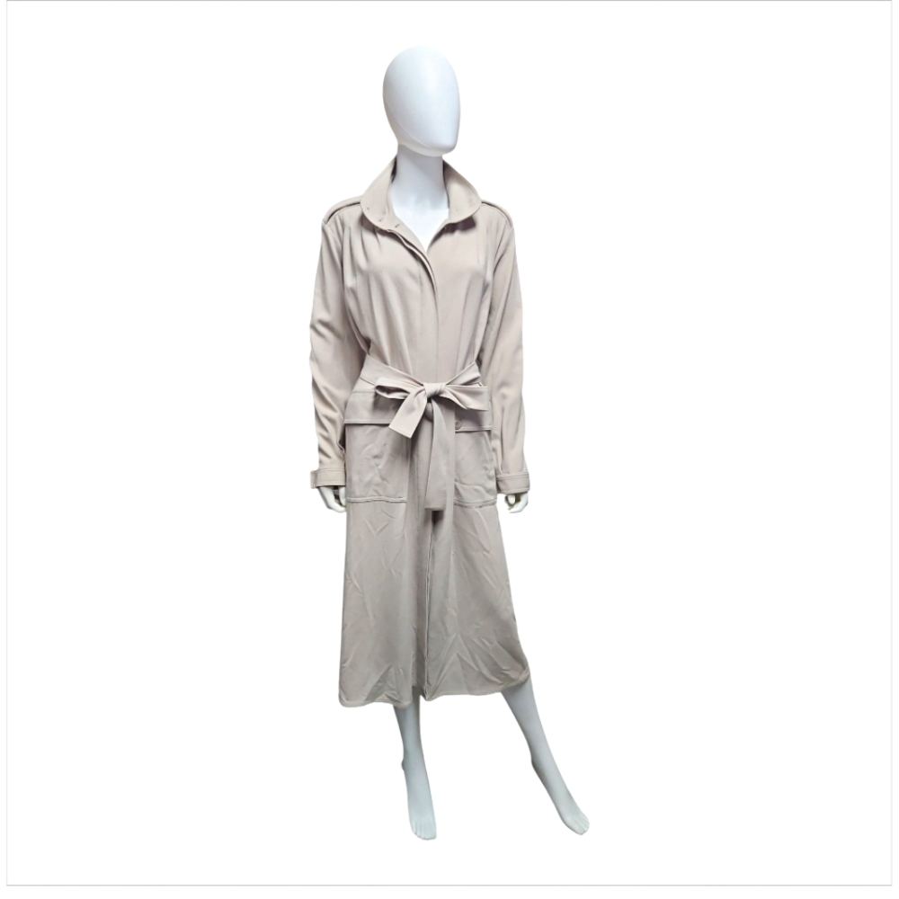 RODEBJER | Beige Belted Trench Coat Minimalist Scandinavian in Size Large